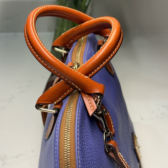 Dooney & Bourke Pebble Grain Zip Zip Satchel Shoulder Tote Bag in Purple/Brown - Picture 5 of 11